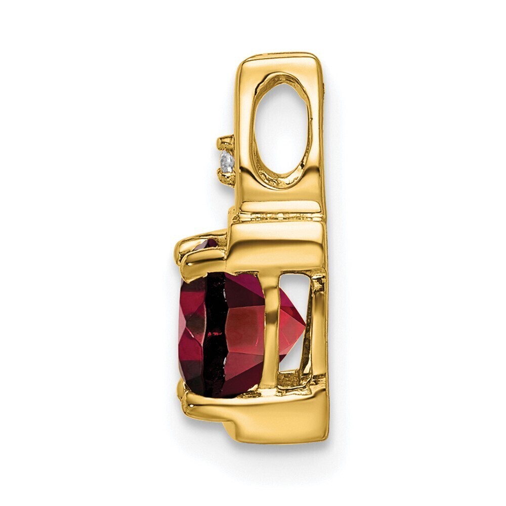 14k Yellow Gold Garnet And Diamond Pendant - Picture 2 of 4